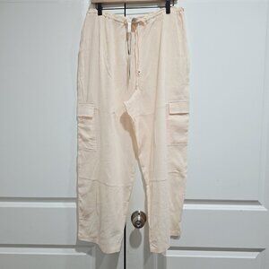 Nwt Sanctuary - S Women's Barrel-Leg Cover-Up Cargo Pants Drawstring White Sand